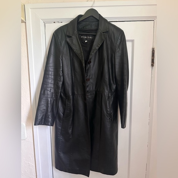 Dimitri Black Genuine Leather Long Coat with Insert Zipper - XL - Picture 1 of 4